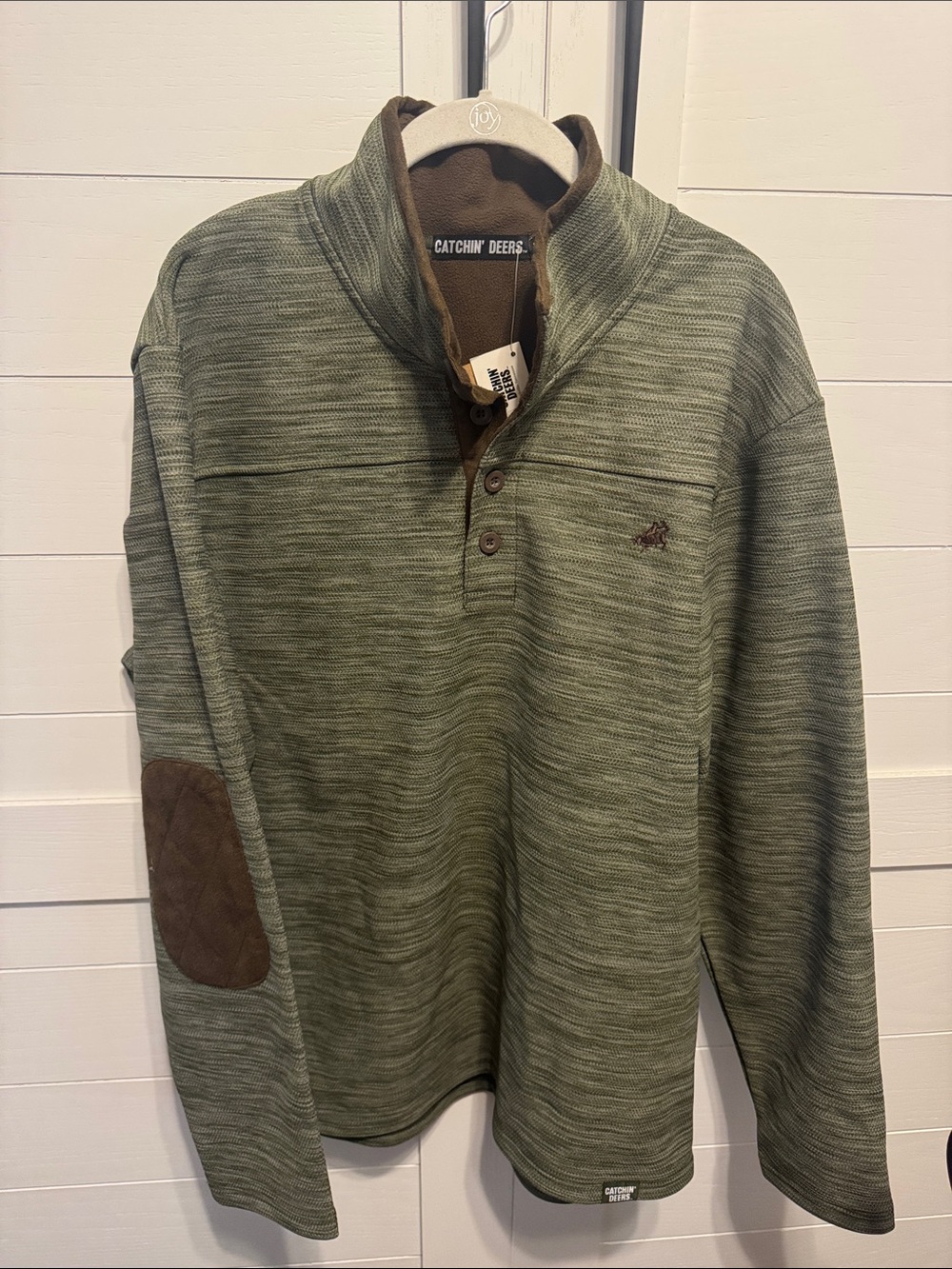 Men's Olive Green Quarter-Snap Pullover